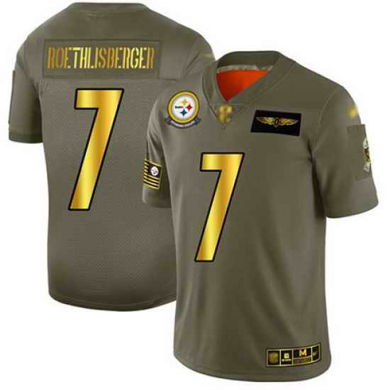 Steelers 7 Ben Roethlisberger Camo Gold Men Stitched Football Limited 2019 Salute To Service Jersey